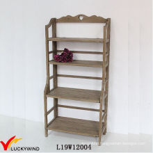 4 Tiers Vintage Wood Shelf Flower Rack